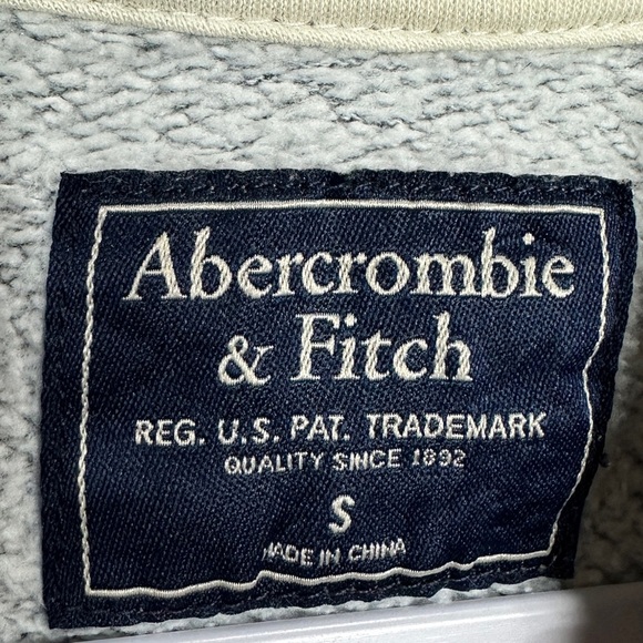 Abercrombie & Fitch Gray Full Zip‎ Hooded Jacket Sweatshirt Y2K Spellout Sz S - Picture 4 of 7